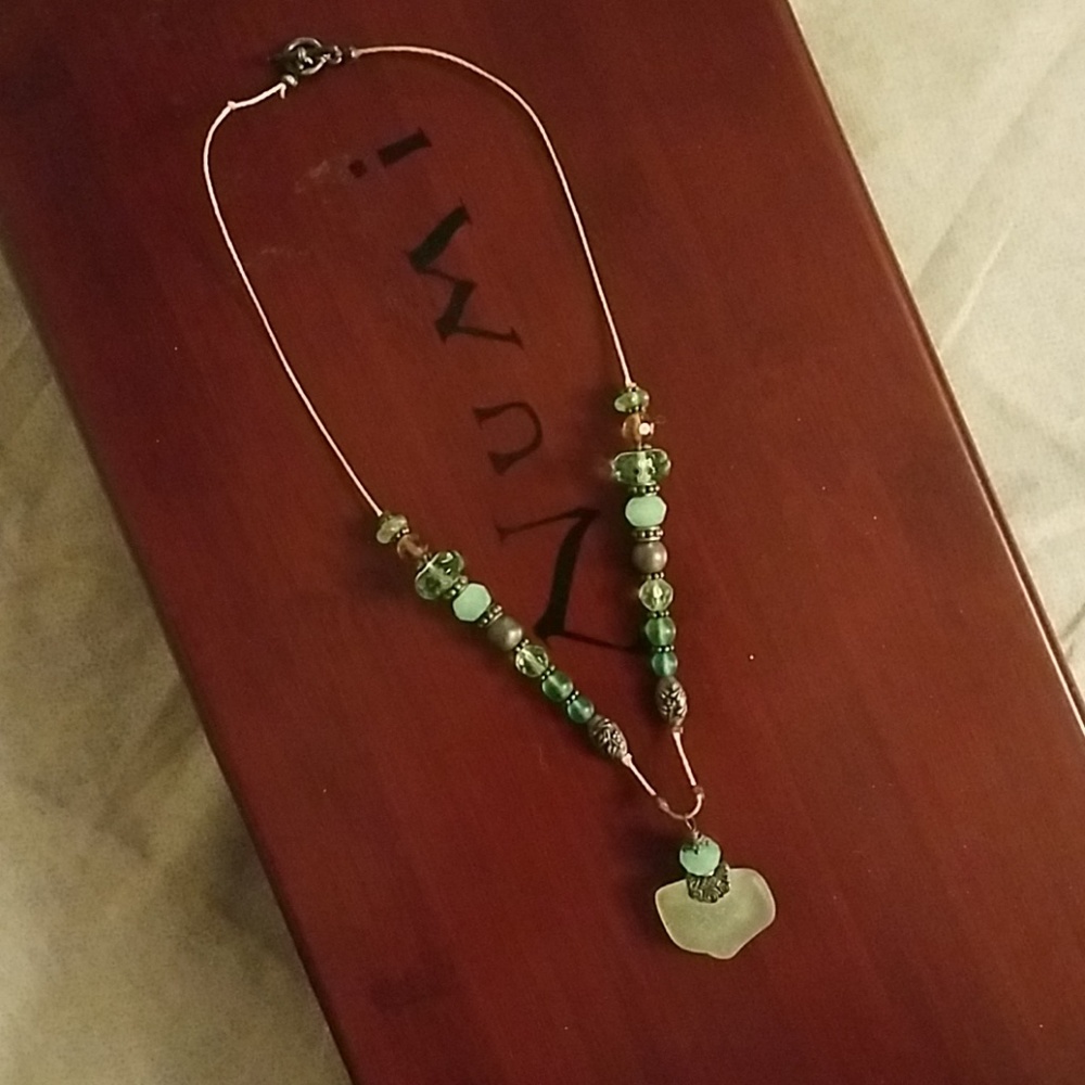 Green sea glass necklace